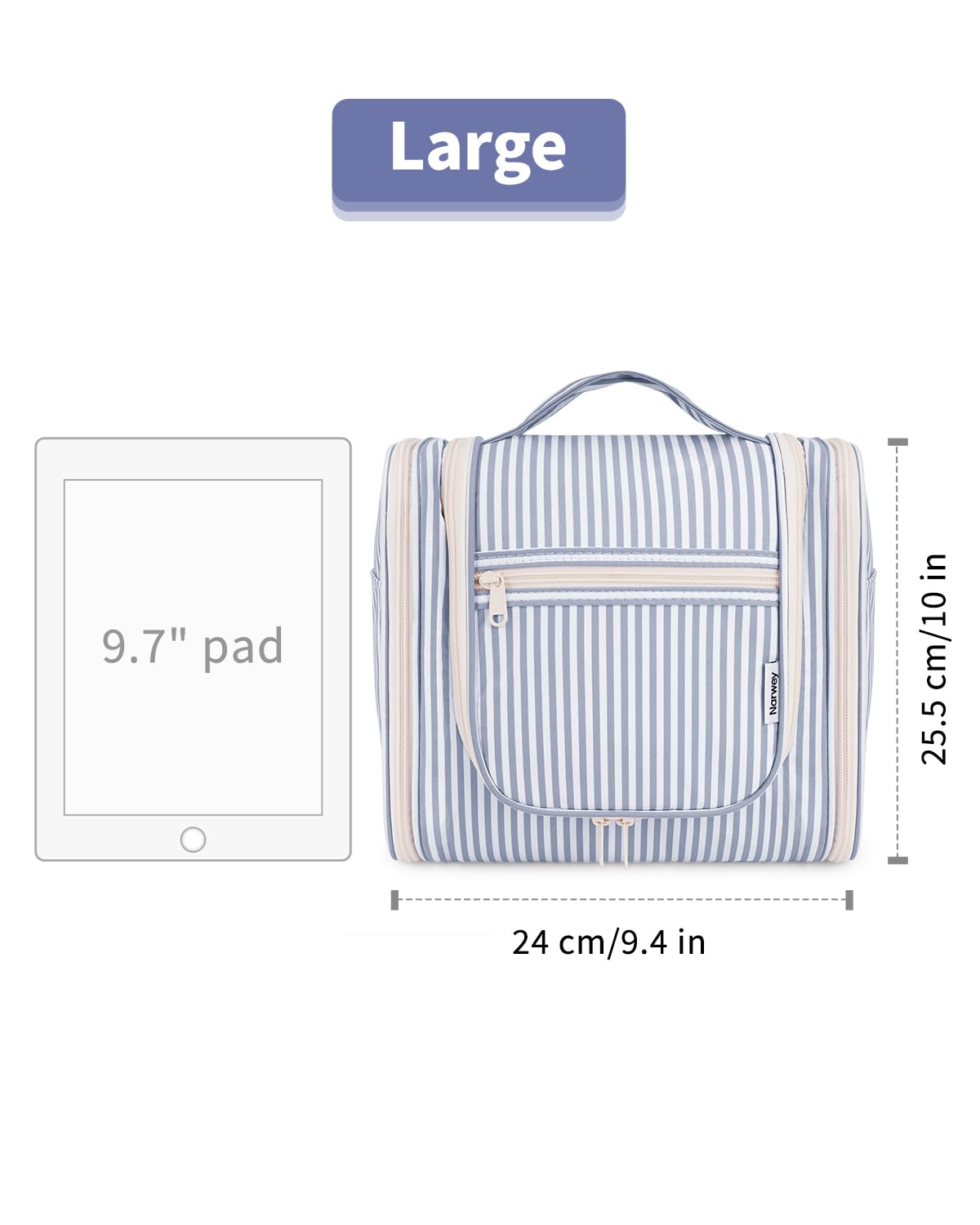 Sac de toilette Narwey côté avec poches ouvertes