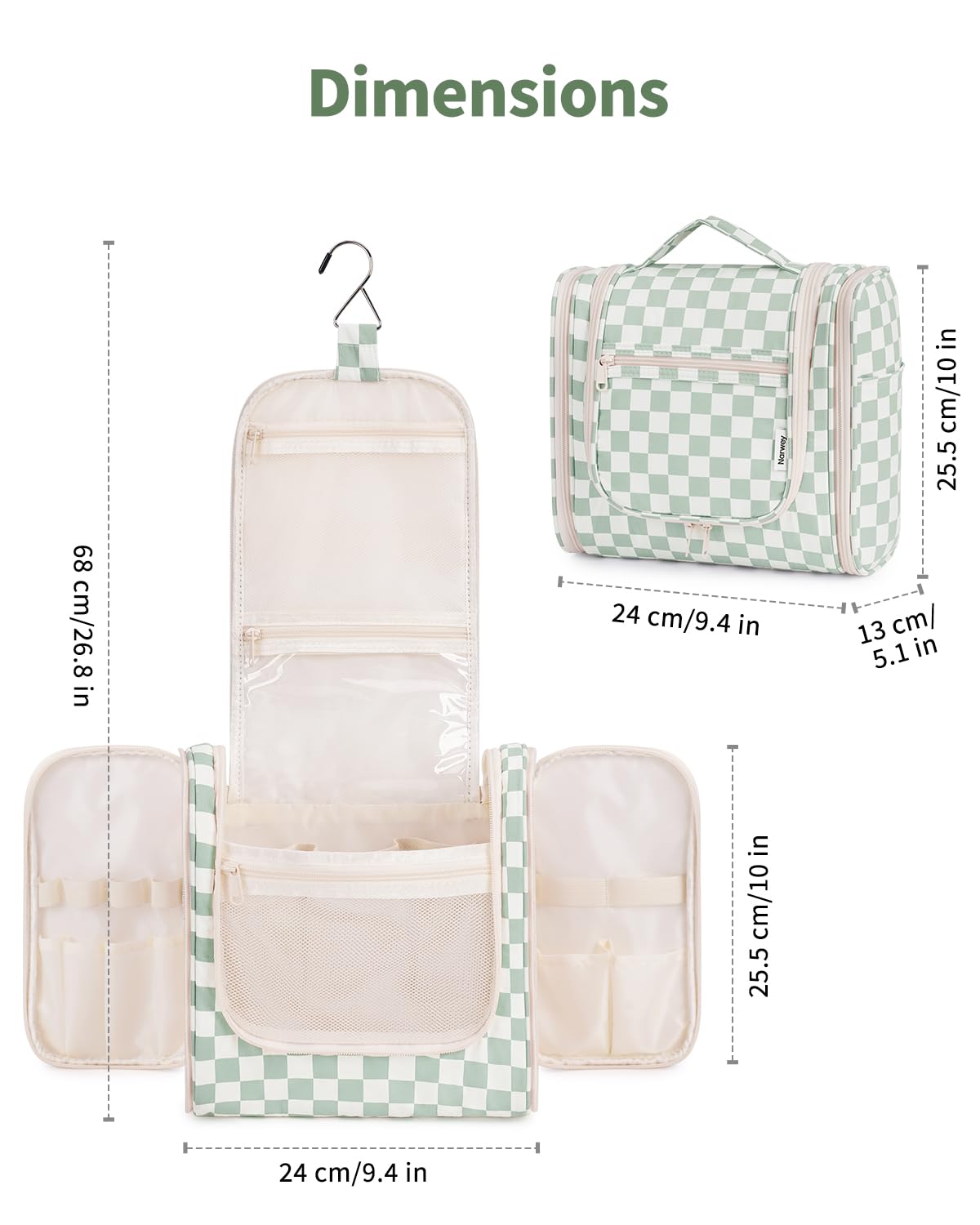 Sac de toilette Narwey posé sur une surface avec des produits de soin