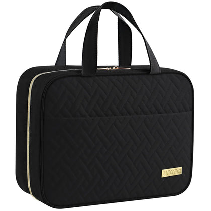 Sac de toilette suspendu HOTOR noir ouvert avec compartiments