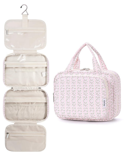 Sac de toilette suspendu Narwey modèle fleurs roses vu de face