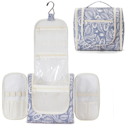 Sac de toilette suspendu Narwey modèle grande taille, couleur feuille bleue, vue avant