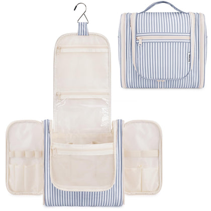 Sac de toilette suspendu Narwey modèle rayé bleu gris avant