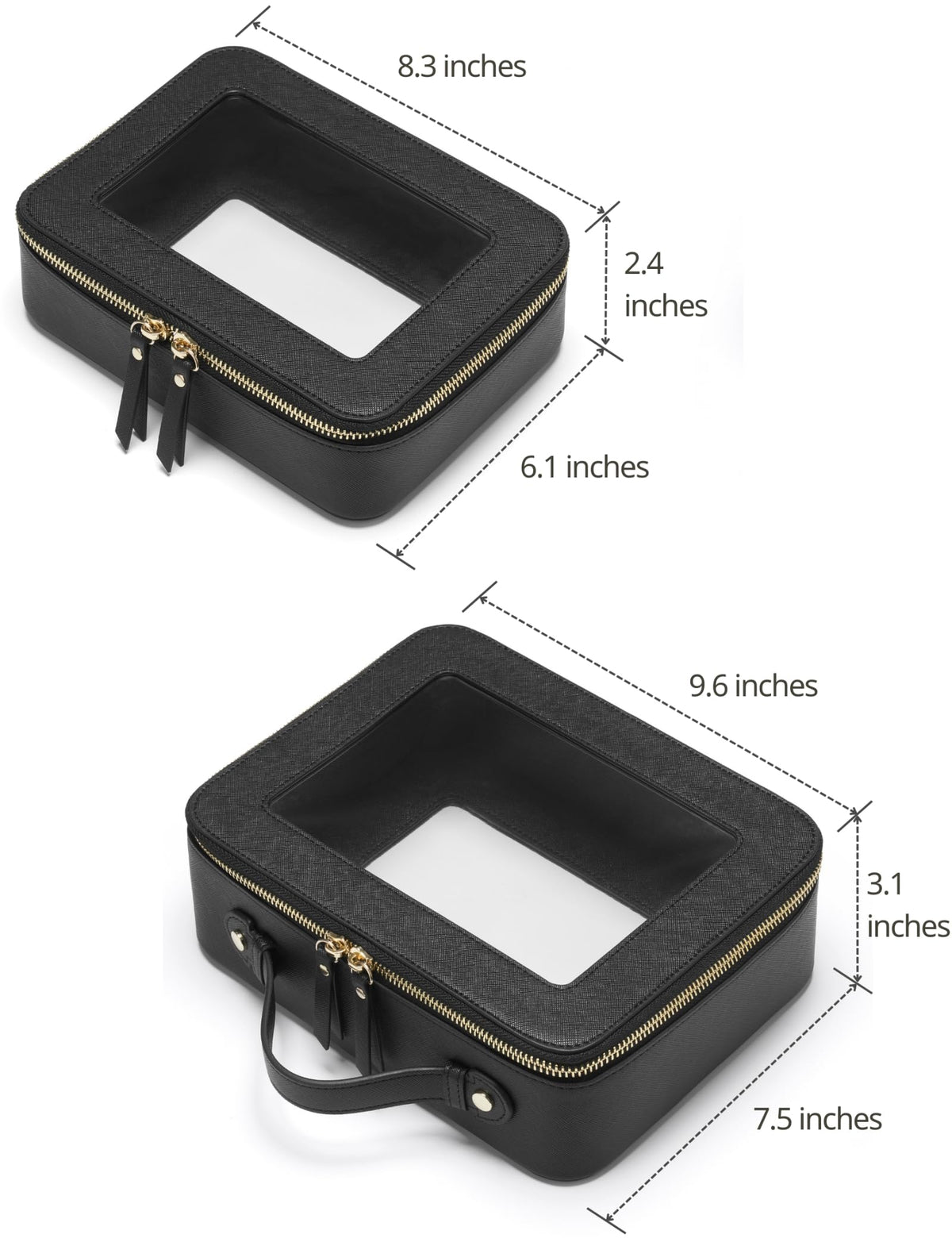 Sac de toilettes Popvibe noir, vue avant avec fermeture éclair