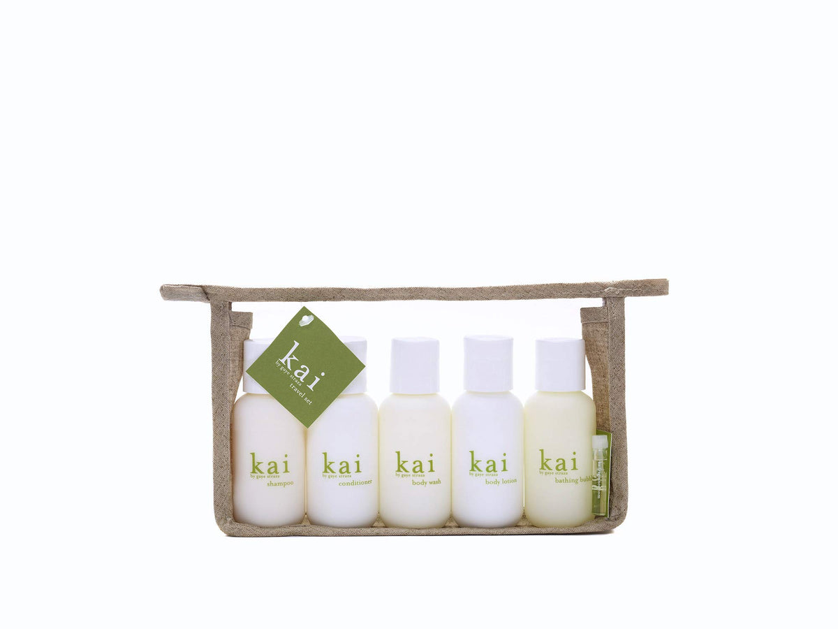 Sac en chanvre naturel contenant le set de voyage kai