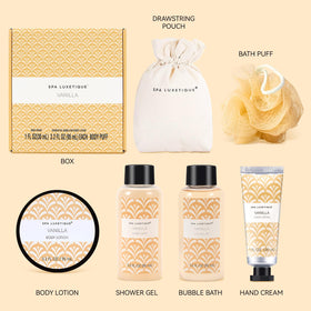 Sac en lin réutilisable contenant le coffret de spa luxetique