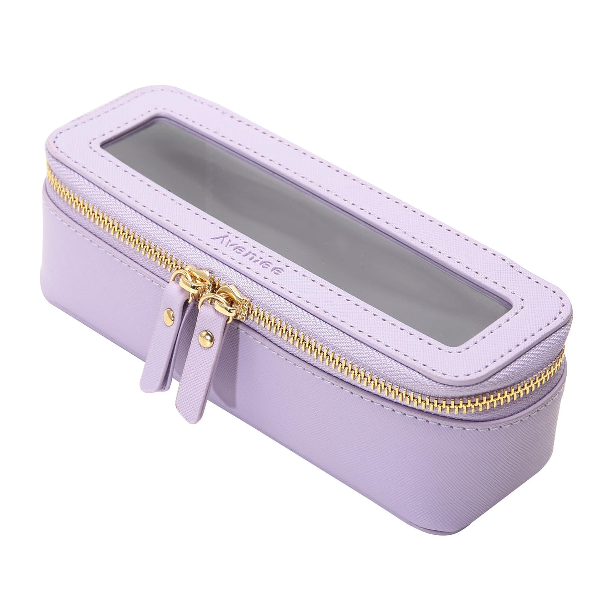 Sac transparent Aveniee pour pinceaux de maquillage couleur lilas vue avant