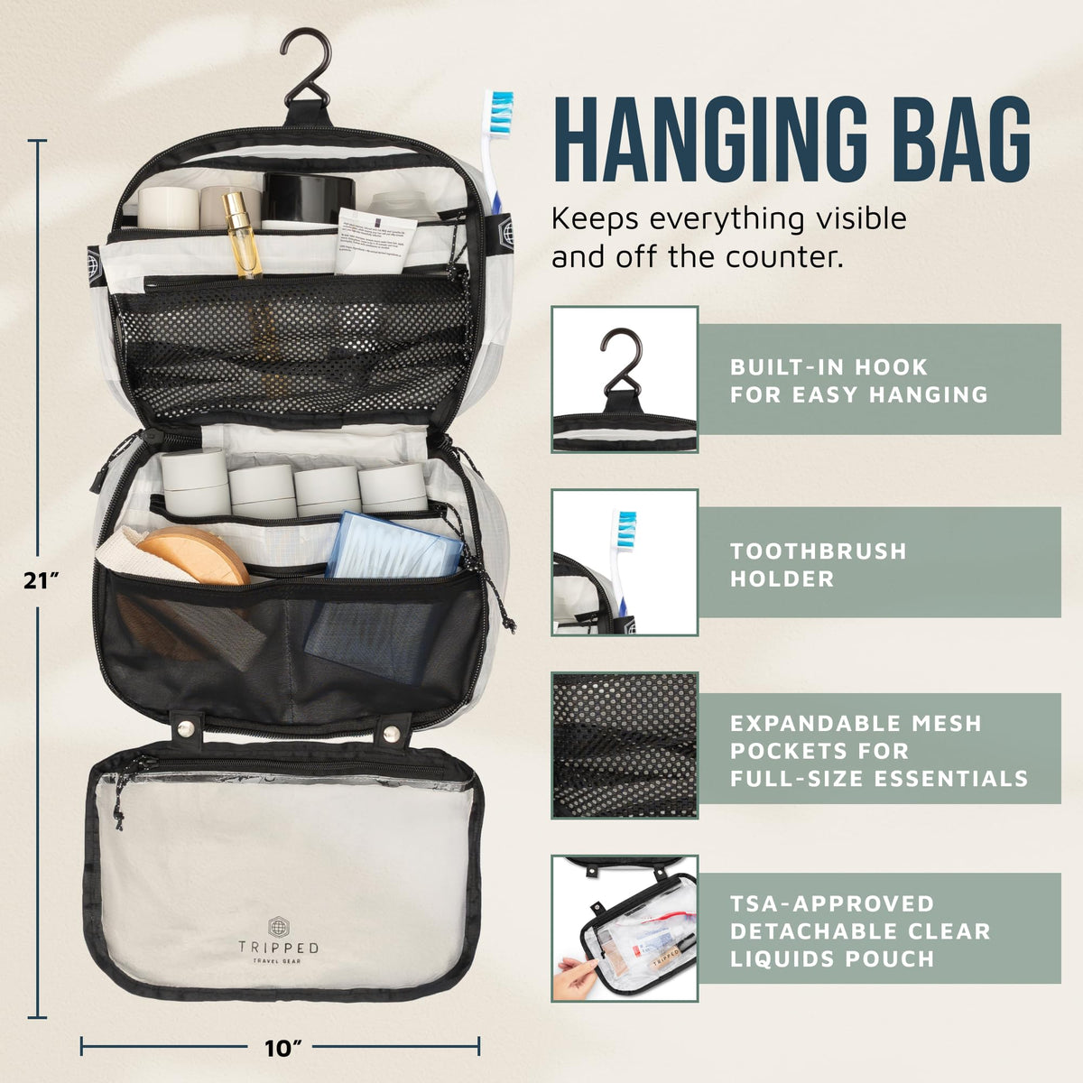 Sac transparent TSA inclus dans le set TRIPPED