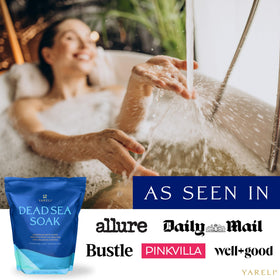 Sachet de flocons de magnésium YARELI sur un fond de bain