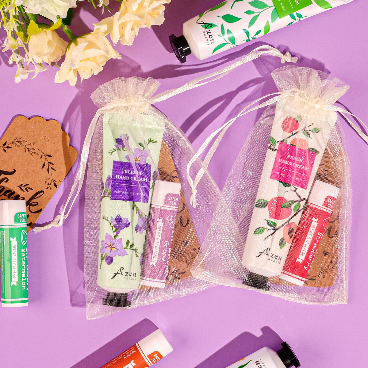 Sachets en organza blancs inclus dans le set AZEN