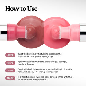 Sacheu Blush Liquide STAY-N 42g en main avec éponge applicateur