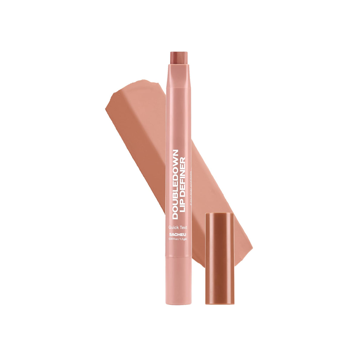 Sacheu DoubleDown Lip Definer 2-en-1 vue avant avec couleur satinée