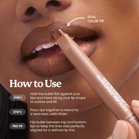 Sacheu DoubleDown Lip Definer texture satinée sur la peau
