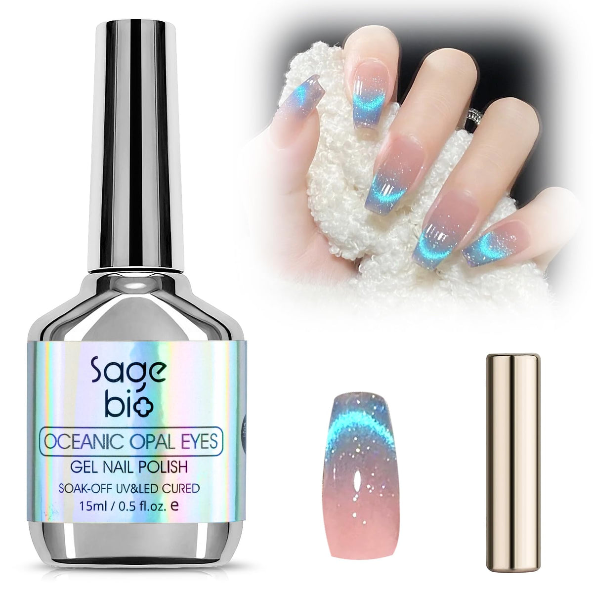 SAGEBIO Vernis Gel Cat Eye 15ml bouteille vue de face