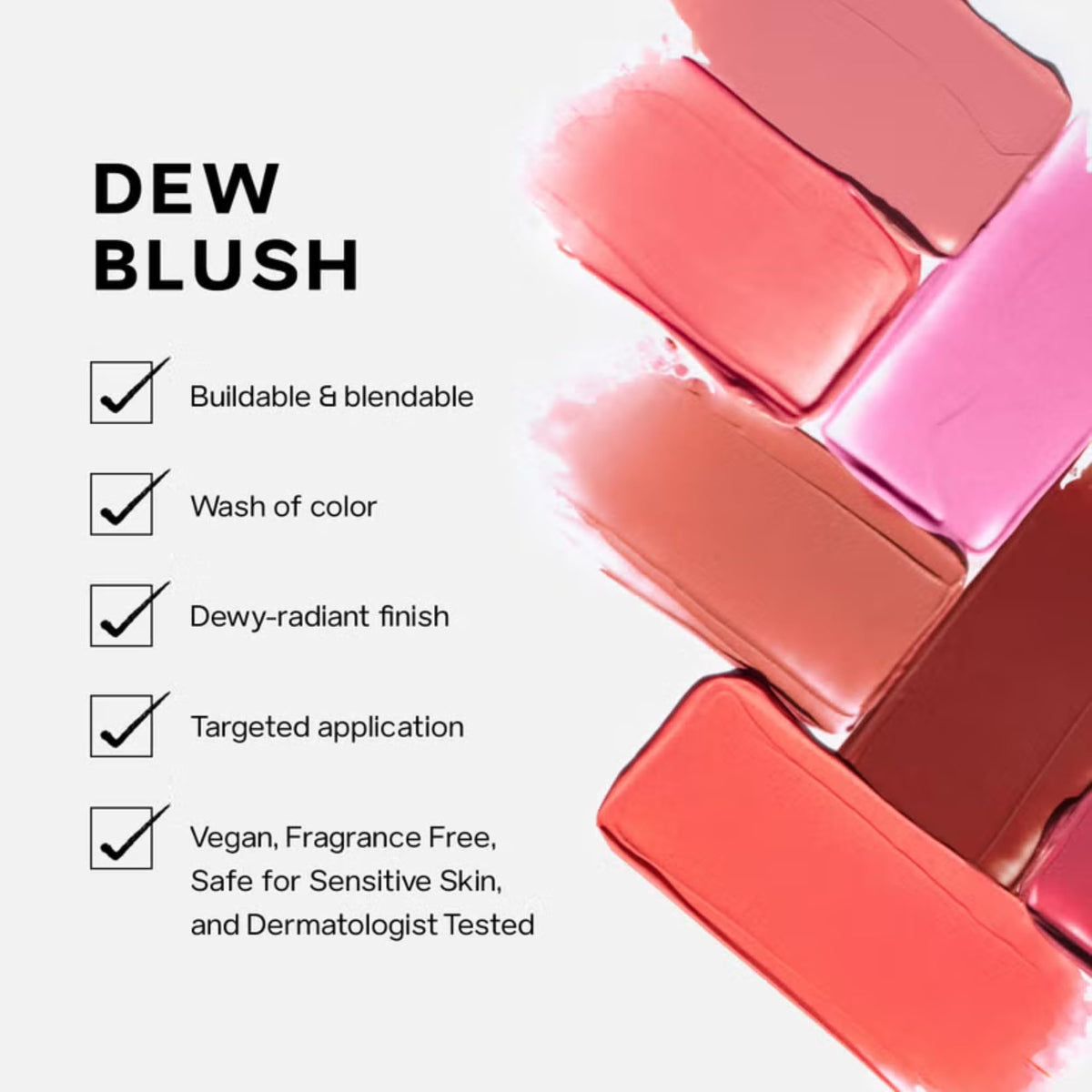 Saie Dew Blush Teinte Épicée avec échantillons de couleurs
