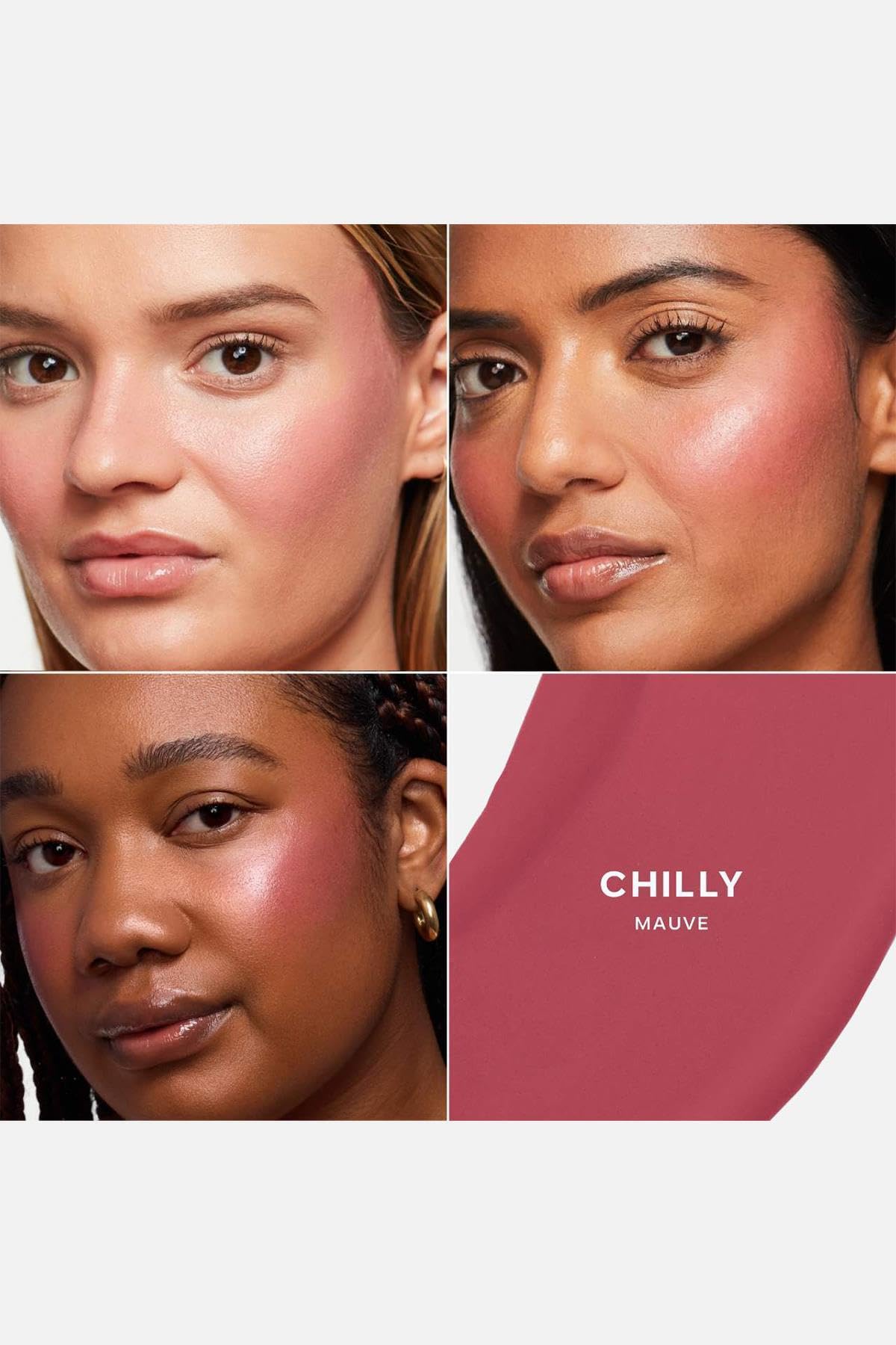 Saie Dew Liquid Blush couleur Chilly sur fond blanc