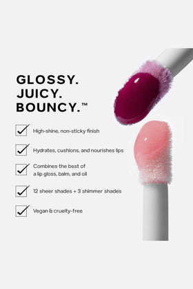 Saie Glossybounce en teinte Dream sur les lèvres, effet brillant