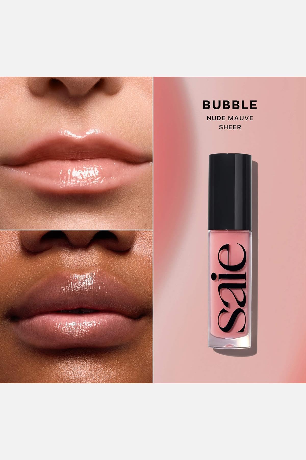 Saie Glossybounce gloss à lèvres hydratant en tube avec texture visible