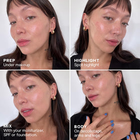 Saie Glowy Super Gel in a beauty setup