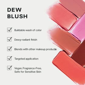 Saie Mini Dew Blush en application sur les joues