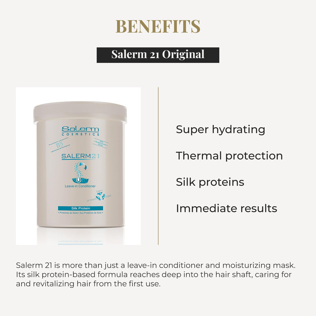 SALERM 21 Protéine de Soie sur cheveux mouillés