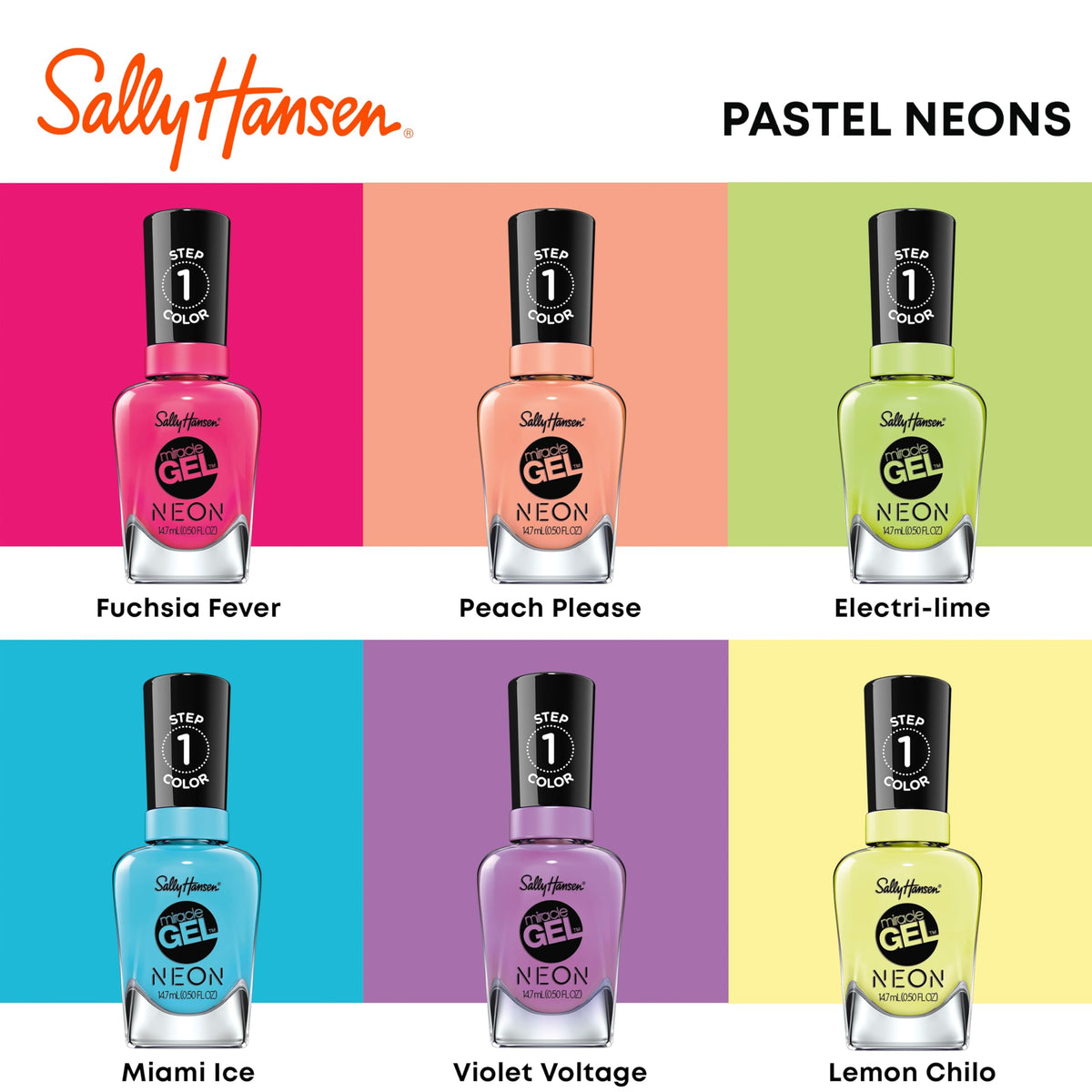 Sally Hansen Miracle Gel Vernis à Ongles 54 Violet Voltage sur table de manucure