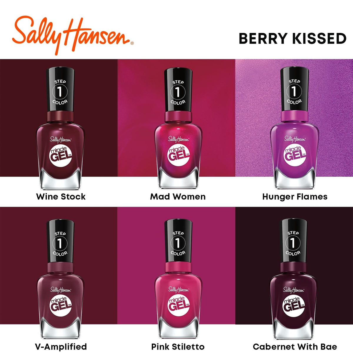 Sally Hansen Miracle Gel Vernis à Ongles Cabernet With Bae finition brillante