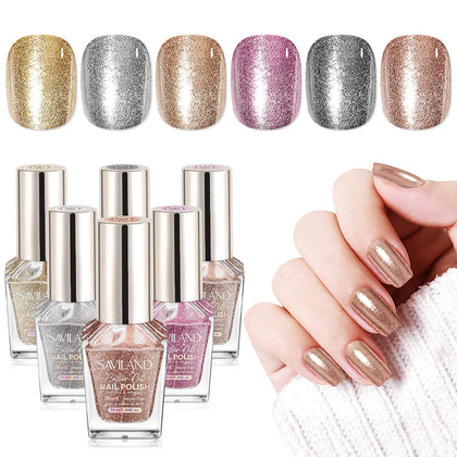 SAVILAND Ensemble de Vernis à Ongles Pailleté 6 Couleurs vue de face