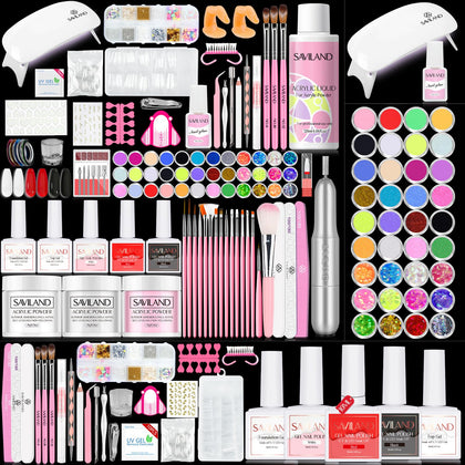 SAVILAND Kit d'ongles acryliques avec lampe UV et outils