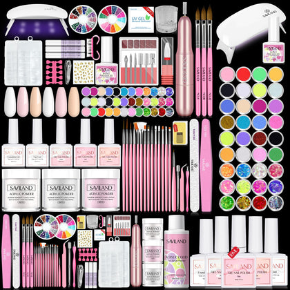 SAVILAND Kit d'ongles acryliques complet avec lampe UV et perceuse