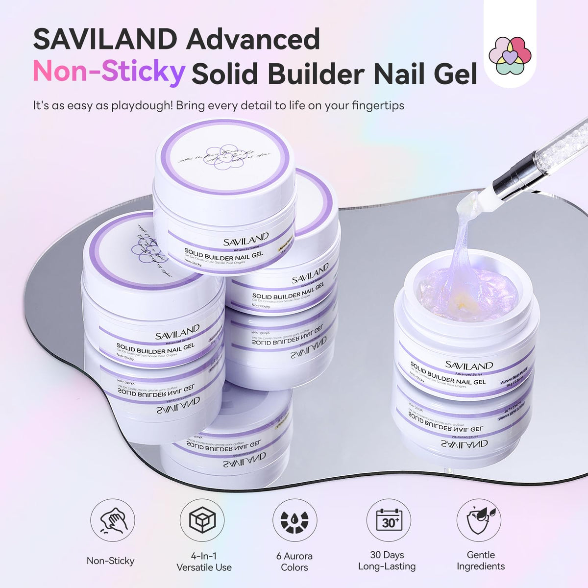 SAVILAND Kit de Vernis 6PCS montrant les nuances Aurora