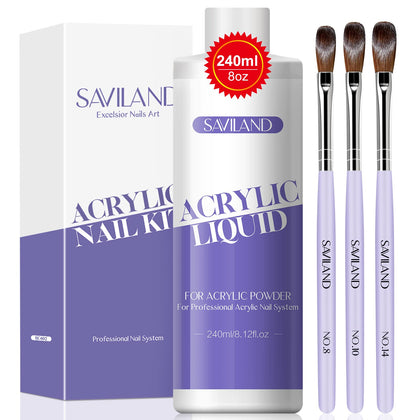 SAVILAND Liquide Acrylique 240ml avec pinceaux de différentes tailles