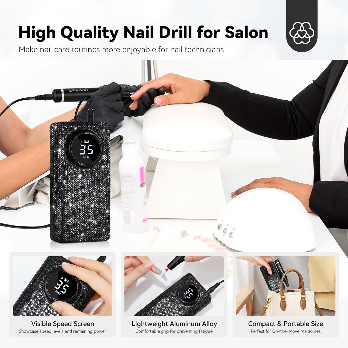 SAVILAND perceuse à ongles avec batterie rechargeable
