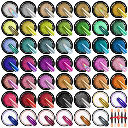 SAVILAND Set de Poudres Chromées pour Ongles, 48 Couleurs, vue de face