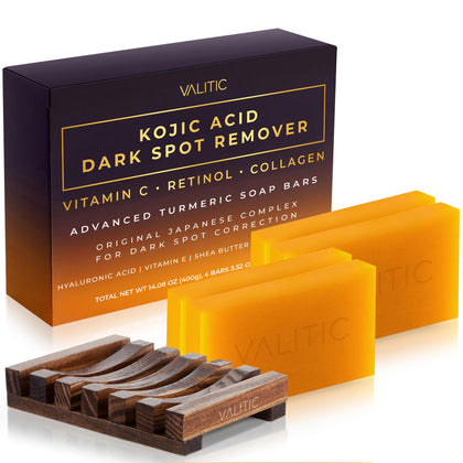 Savon à l'acide kojique VALITIC en pack de 4 avec emballage