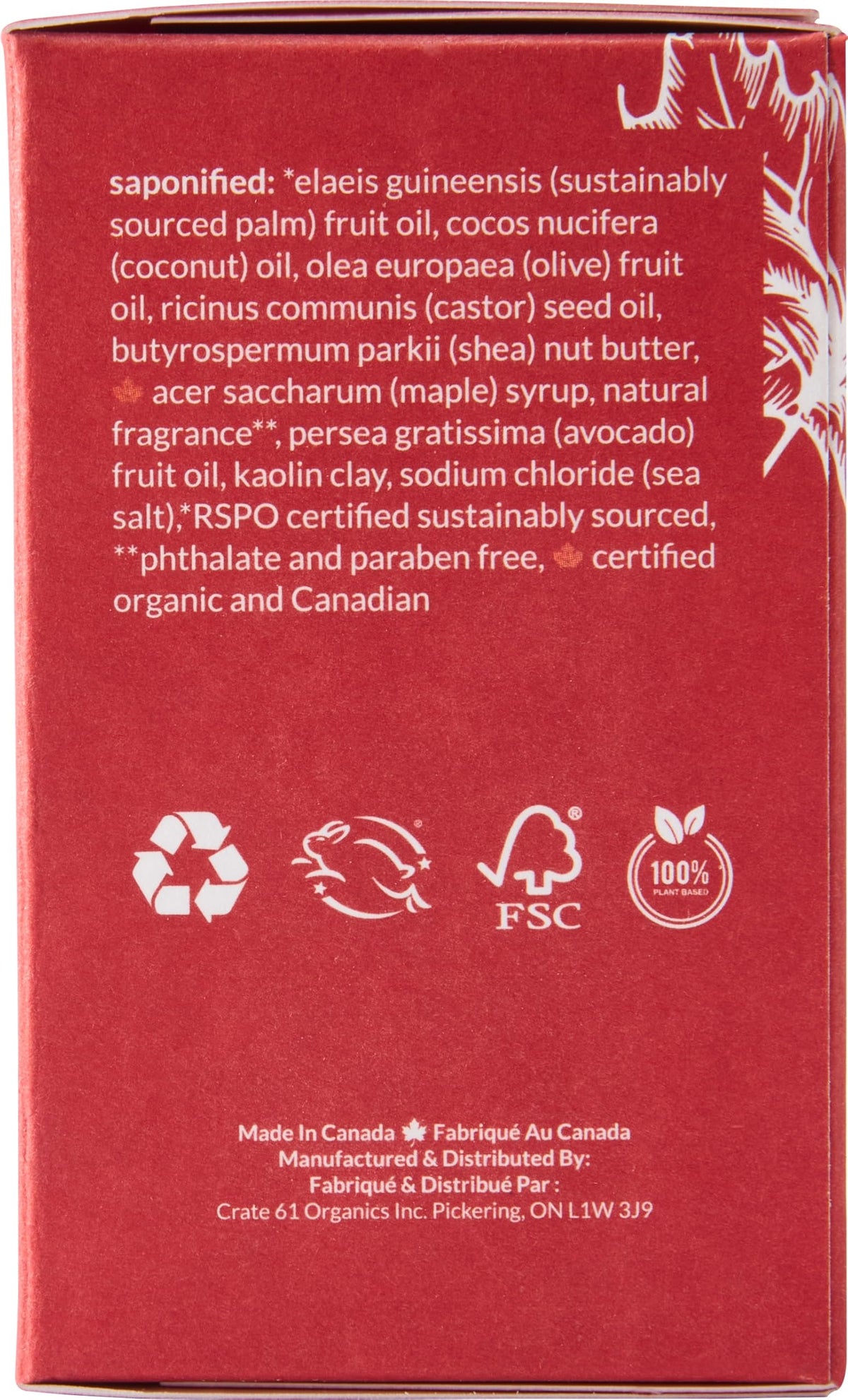 Savon à l'érable canadien Crate 61 avec huiles essentielles