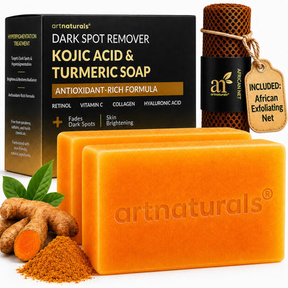 Savon Acide Kojique Artnaturals vue de face avec éponge africaine