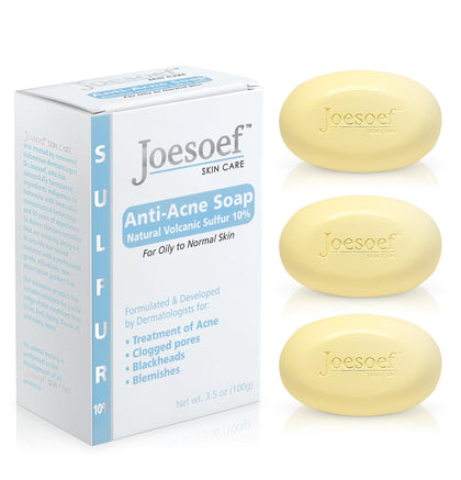 Savon anti-acné JOESOEF au soufre volcanique, vue de face