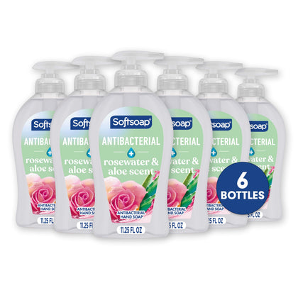 Savon antibactérien Softsoap 11,25 oz avec parfum de rose et d'aloès, vue de face