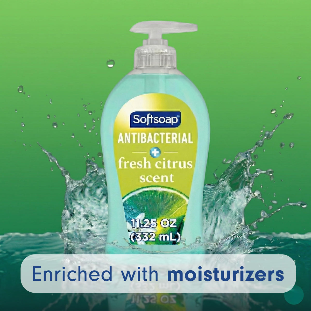 Savon antibactérien Softsoap avec des agrumes en arrière-plan
