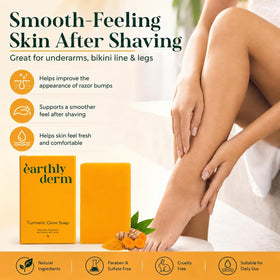 Savon au curcuma earthly derm utilisé après la douche