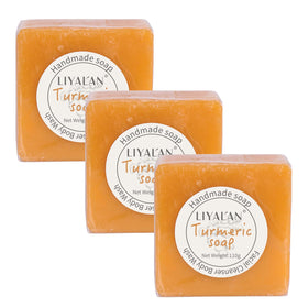 Savon au curcuma LIYALAN barrette vue de face avec parfum de gingembre et citronnelle