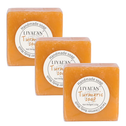 Savon au curcuma LIYALAN barrette vue de face avec parfum de gingembre et citronnelle