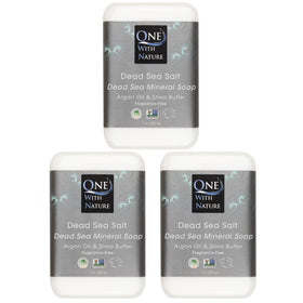 Savon aux sels de la Mer Morte One With Nature, 3 barres avec emballage
