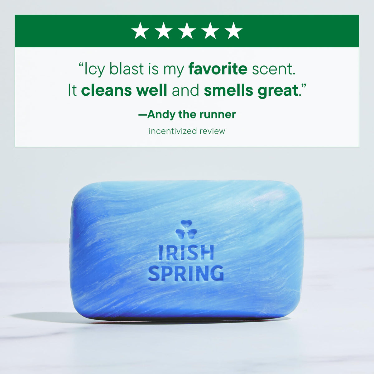 Savon bar Icy Blast d'Irish Spring sur un fond neutre