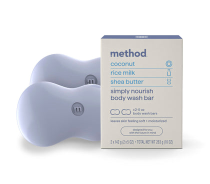 Savon Bar Method Simply Nourish, deux barres de 140g, vue de face