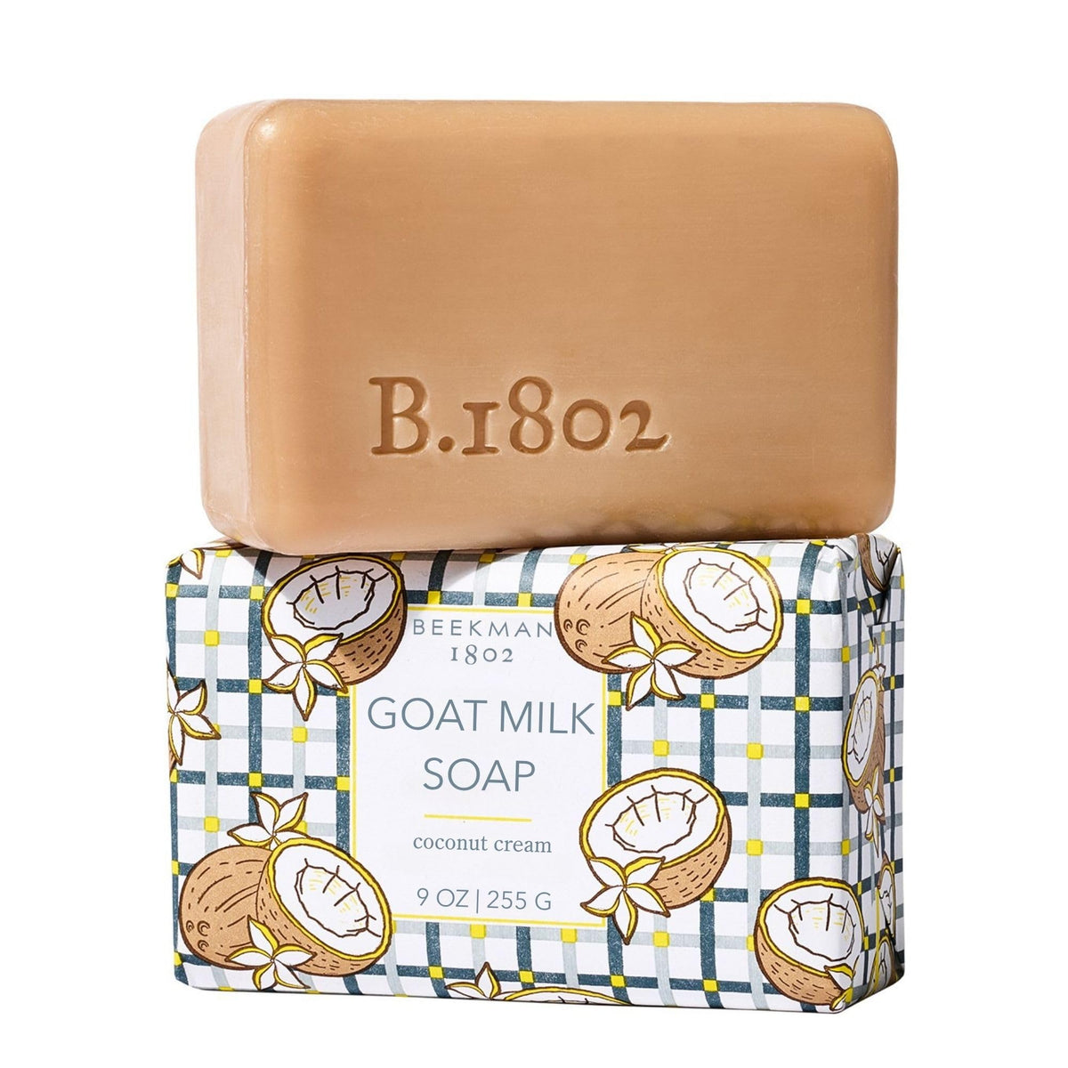 Savon Beekman 1802 au lait de chèvre crème de noix de coco, vue avant