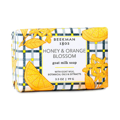 Savon Beekman 1802 au lait de chèvre Miel et Fleur d'Orange vue de face