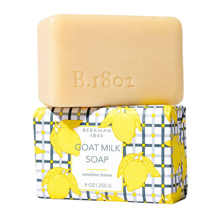 Savon Beekman 1802 au lait de chèvre, parfum citron soleil, vue de face