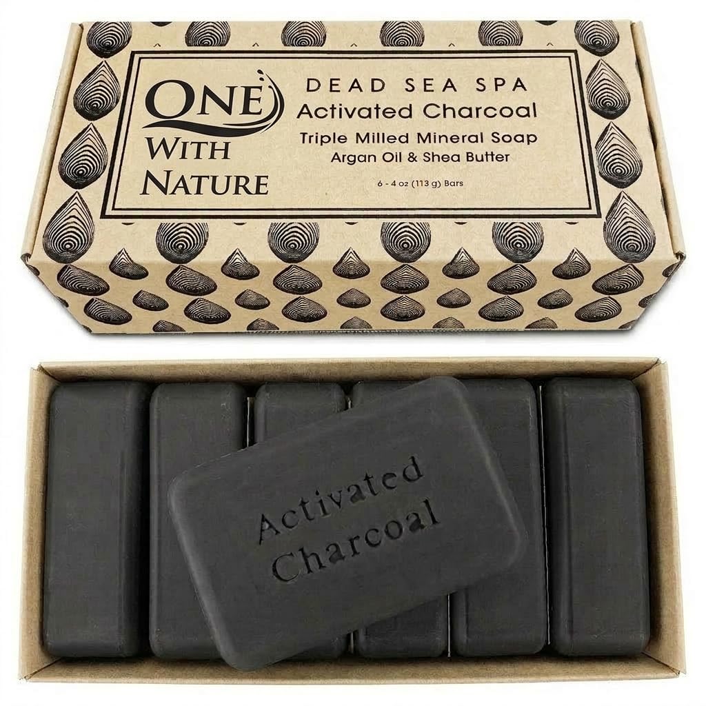 Savon Charbon Actif One With Nature 6-Pack cadeau avec emballage
