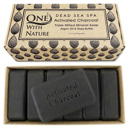 Savon Charbon Actif One With Nature 6-Pack cadeau avec emballage